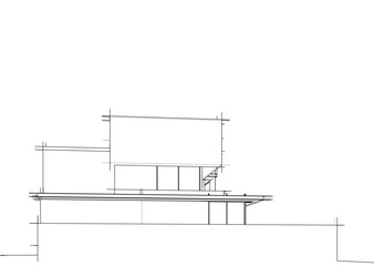 house building sketch architecture 3d illustration