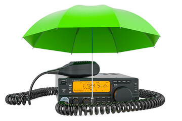 Poster - Transceiver amateur push-to-talk under umbrella, 3D rendering