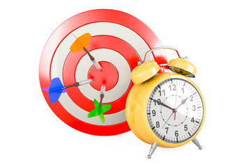 Poster - target with alarm clock, 3d rendering