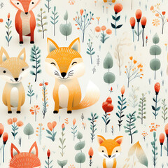 Sticker - Cute foxes childish repeat pattern