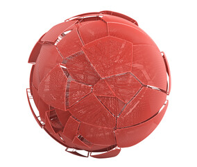 Poster - Red broken sphere, 3d render