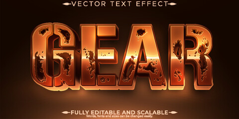 Poster - Gear text effect, editable metallic and old text style