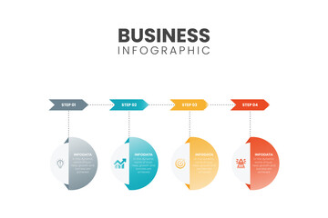 Wall Mural - Business modern infographic  vector template with 4 steps or processes.