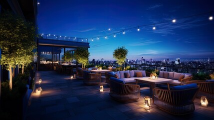 Canvas Print - beauty rooftop bar with panoromic city views