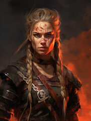 Viking woman. Digital art.