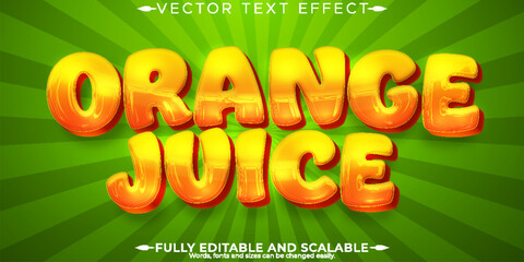 Canvas Print - Orange juice text effect, editable fruit and tropic text style