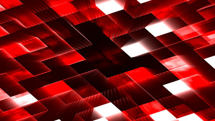 Poster - Abstract pattern, seamless mosaic background. Abstract technology background, computer generated image. Fractal geometry: a portal of luminous blocks. Sci-fi or hi-tech animated background. 4K.