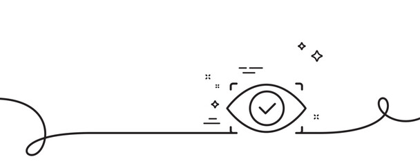 Poster - biometric security scan line icon. continuous one line with curl. eye access sign. private protectio