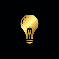 Wall Mural - Gold Color Light Bulb Lamp Icon Vector Template