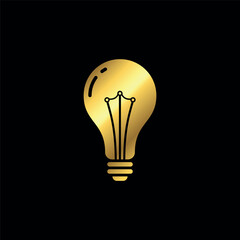 Wall Mural - Gold Color Light Bulb Lamp Icon Vector Template