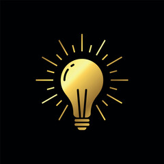 Wall Mural - Gold Color Light Bulb Lamp Icon Vector Template