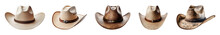 Set Of Cowboy Hats. Isolated On A Transparent Background.