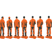 Group Of Inmates Vector Flat Minimalistic Isolated Illustration