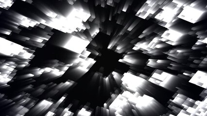 Poster - Abstract pattern, seamless mosaic background. Abstract technology background, computer generated image. Fractal geometry: a portal of luminous blocks. Sci-fi or hi-tech animated background. 4K.