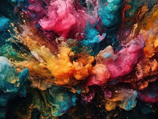 an abstract photograph showcases a swirling mix of vibrant colors and blended inks, resulting in a s