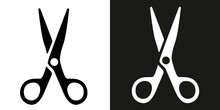 Scissors. Set Of Black Icons. Vector Clipart Isolated On White Background.