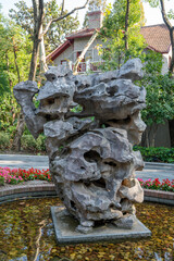 Poster - Taihu stone decorations in a garden in Suzhou, China