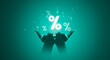 © Dilok - Two hand holding  percentage symbol for financial banking increase interest rate or mortgage investment dividend from business growth concept.