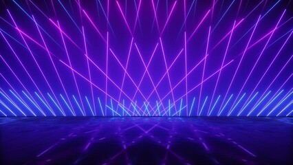 Glowing neon blue pink flashing laser rays burst animation background. disco lights loop