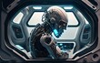 canvas print picture - ein Cyborg in einem Raumschiff - KI generiert