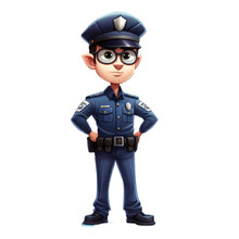 Police Officer Cartoon Character Isolated On Transparent Background. Generative AI