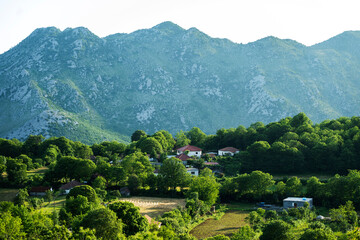 picturesque panoramic scene, rural village
