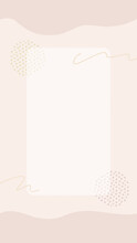 ピンクベージュ色の背景に抽象的なあしらいの背景 - 手描きのシンプルでおしゃれなフレーム素材- 縦長
