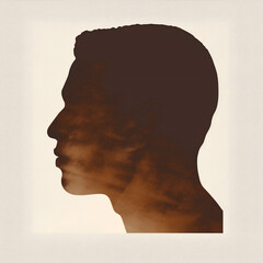 man gold poster avatar guy black profile silhouette face african head. Generative AI.