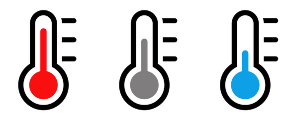 Wall Mural - Temperature icon set. Thermometer showing the temperature symbol. Weather sign. Temperature scale icon. Warm and cold symbol - stock vector.