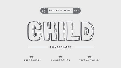 hand drawn - editable text effect, font style