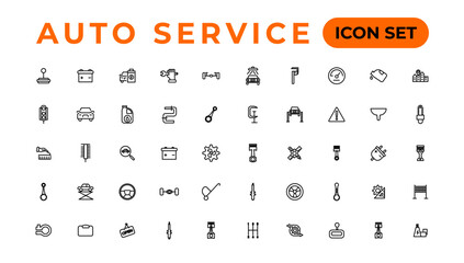 Wall Mural - Auto service and car garage Set of thin line web icon set, simple outline icons collection, Pixel Perfect icons, Simple vector illustration.