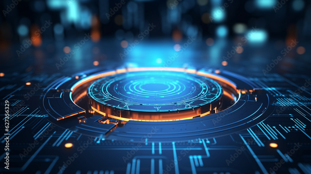 Abstract dark blue technical background. Technology background with ...
