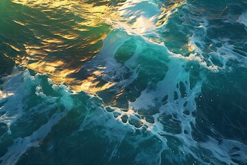 Poster - abstract background with sea water vibrant wallpaper style painting Generative Ai