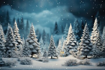 Wall Mural - mystical atmosphere of winter forest. generative ai