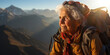 canvas print picture - Ältere Frau wandert in den Bergen