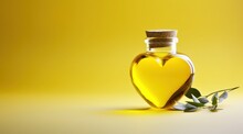 Olive Oil And Heart Copy Space Stock Photo