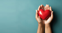 Hand Giving Red Heart , Charity Symbol