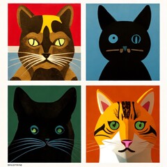 Naklejka na meble set of cats. generative ai.
