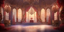Christmas Set Of A Fairytale Ballroom In The King's Castle Background For Theater Stage Scene