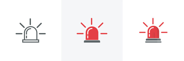 Red emergency flashers Siren icon in flat style.Emergency Flashing Siren.security police attention light signal style isolated on white background.vector illustration