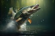 pike jumping out of water, ai generated