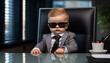 © Annuitti - baby boss in business suit in office, made with Generative AI