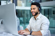 © Delcio Fernandes/peopleimages.com - Business man, call center and web support communication at a computer in a office. Phone conversation, smile and male worker with contact us, crm and customer service job in a consulting agency