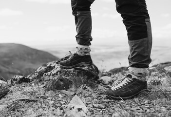 Sticker - hiking boots in the mountains