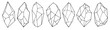 Minimalistic line art gemstones, collection of different shape stones