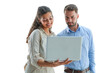 © ty - Modern business people are working using laptop and smiling while standing on a transparent background
