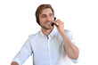 © ty - Smiling friendly handsome young male call centre operator on a transparent background