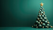 Creative art style christmas tree on a green background; minimalism 