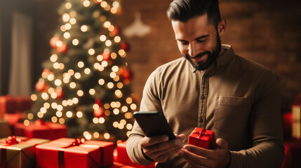 Man using a mobile app to snag a cyber monday deal 