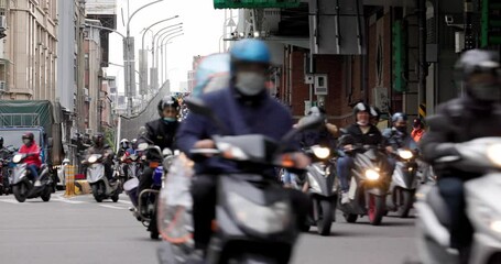 Poster - Crowded of scooter in taipei city